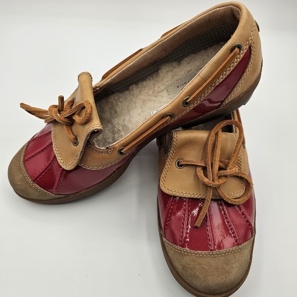 🦆UGG Australia🦆Women's Red and Tan Rain Duck Shoes - Picture 2 of 7